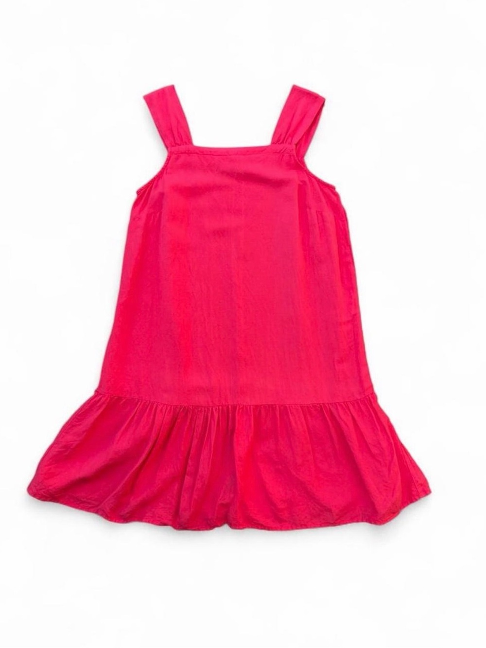 Loft Bright Coral Linen Dress with Squareneck and Ruffle Hem - Picture 4 of 5